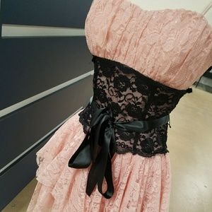 Antique Pink and black short dress